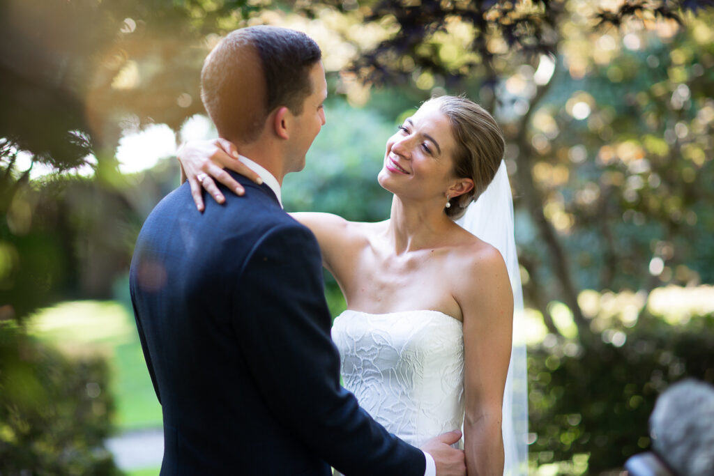 couple wedding portrait in the gardens at crieff hydro
