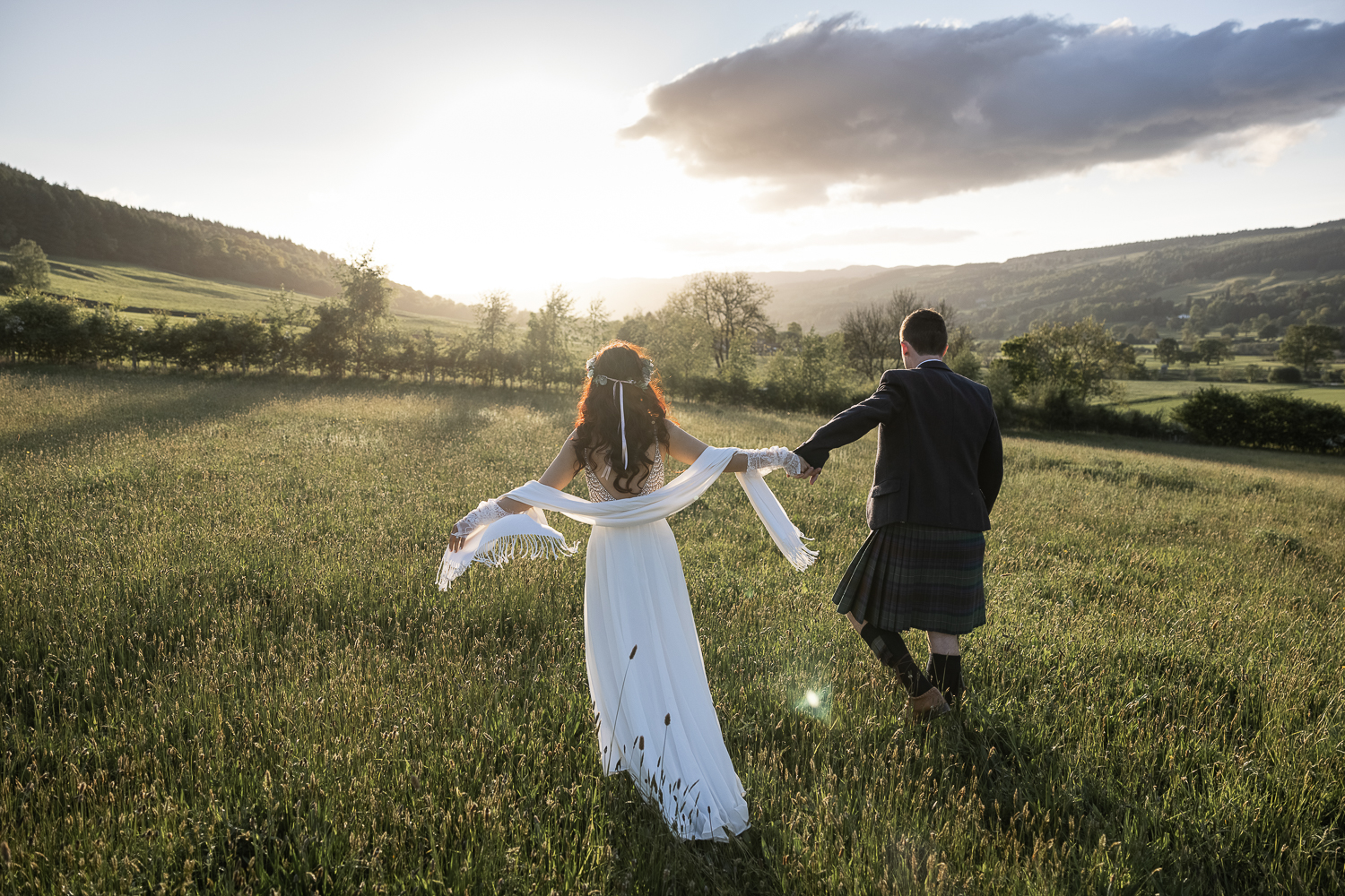 golden hour in the evening sunshine in a field at Ballintaggart